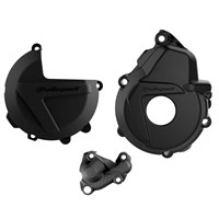 CLUTCH & IGNITION COVER PROTECTOR KTM/HUSKY EXC-F250-350 17-23, FE250-350 19-23 BLACK